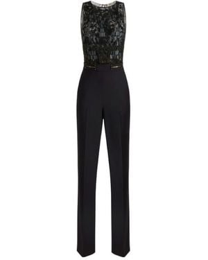Elisabetta Franchi Sheer Panel Wide-Leg Jumpsuit - Black