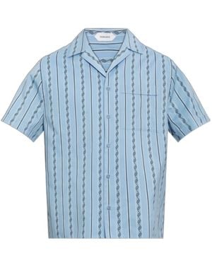 Versace Jacquard Cotton-Silk Regular Shirt - Blue