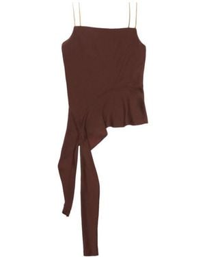 Helmut Lang Asymmetrical Draped Tank Top - Brown