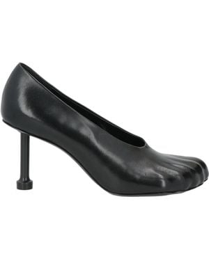 Balenciaga Square-Toed Geometric Heel Leather Shoes - Black