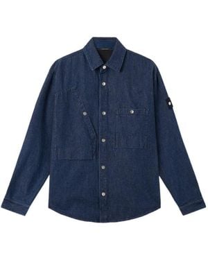 Stone Island Logo Patch Long Sleeved Shirt Jacket - Blue