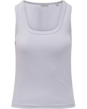 Burberry Square-Neck Ribbed Tank Top - Purple