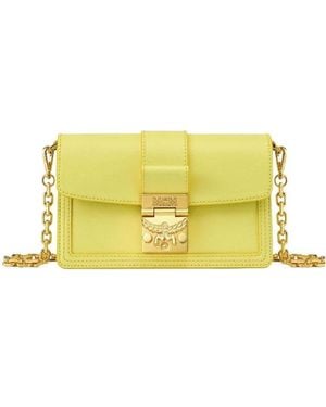 MCM Mini Logo Satchel - Yellow