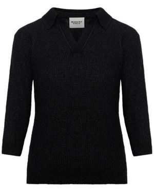 Isabel Marant Isabel Marant Étoile Nathalie Polo Knitted Top - Black