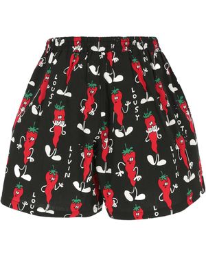 Junya Watanabe Graphic-Printed Elasticated Waistband Shorts - Red