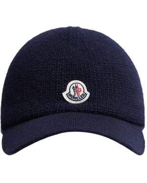 Moncler Logo Patch Knitted Baseball Cap - Blue