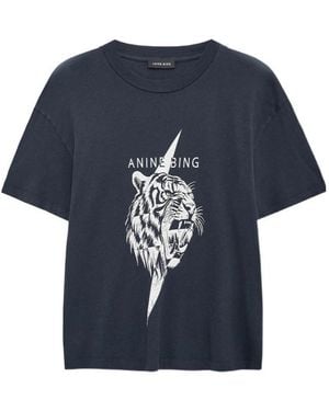 Anine Bing Wagner Tiger-Graphic T-Shirt - Blue