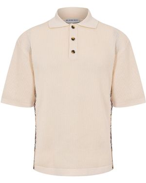 Burberry Knitted Short Sleeve Polo Shirt - Natural