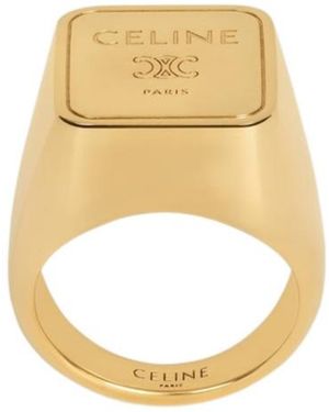 Celine Triomphe Square Signet Ring - White