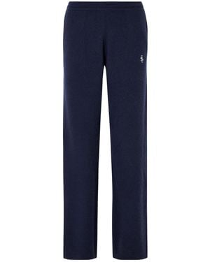 Sporty & Rich Embroidered Cashmere And Wool-Blend Track Trousers - Blue