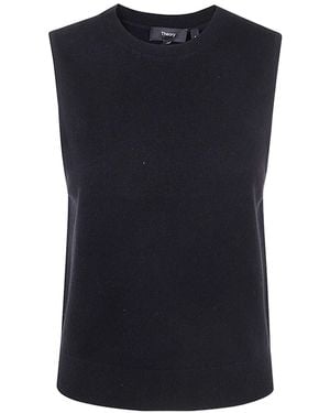 Theory Knitted Crewneck Vest - Blue