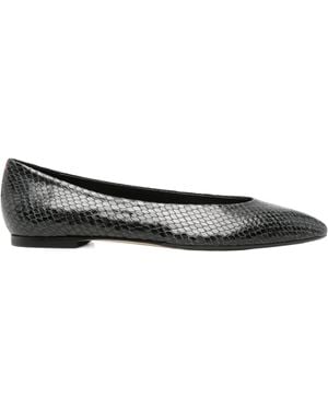 Aeyde Snake-Effect Leather Ballet Flats - Black
