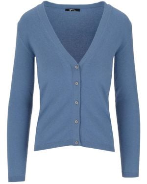 Lela Rose Cropped V-Neck Cardigan - Blue