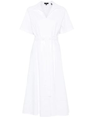 Theory Tied Fastened Short-Sleeved Midi Dress - White