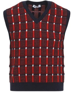 Jil Sander Checked Sleeveless Knitted Top - Red