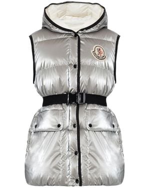 Moncler Hera Hooded Down Vest - Grey