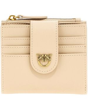 Pinko Compact Leather Wallet - Natural