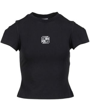 Vetements Biker Cross Logo Front Sleeve T-Shirt - Black