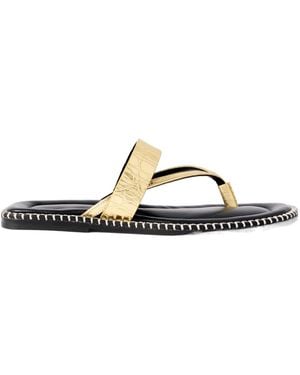 Dries Van Noten Metallic Triple-Strap Flip-Flops