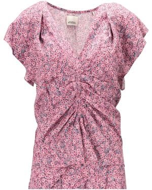 Isabel Marant Floral-Print Ruched Top - Pink