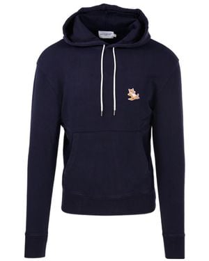 Maison Kitsuné Logo Hooded Sweater - Blue