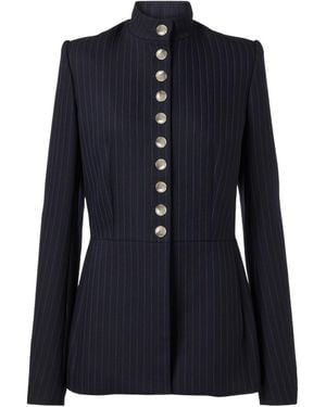 KHAITE Samuel Chalk Stripe Wool-Blend Jacket - Blue