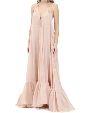 Pinko Lace Pleated Maxi Dress - Pink