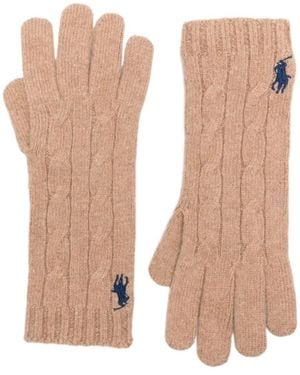 Ralph Lauren Polo Logo Embroidered Knitted Gloves - White