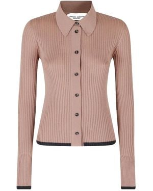 Roberto Collina Ribbed-Knit Polo Cardigan - Pink