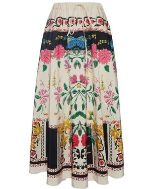 La DoubleJ Piazza Placée-Print Midi Skirt - White