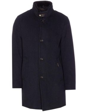 Moorer Bond-Fur-Cs Single-Breasted Padded Coat - Blue