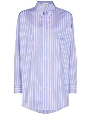 Etro Oversized Pinstripe Shirt - Blue