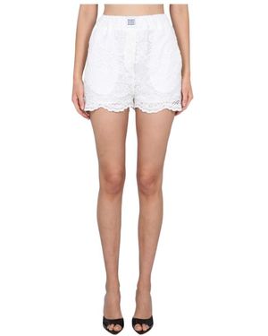 MSGM Logo-Patch Elasticated Waistband Laced Shorts - White