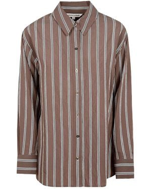 Veronica Beard Coll Striped Button-Up Shirt - Brown