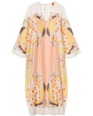 La DoubleJ Flame Butterfly-Print V-Neck Maxi Dress - Pink