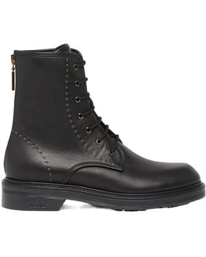 Max Mara Leather Combat Boots - Black