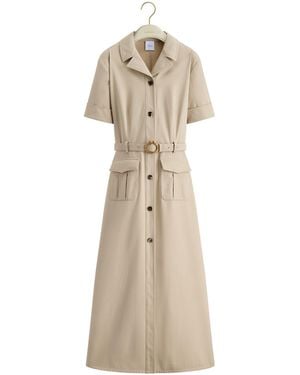 Dior Mid-Length Belted Shirtdress - Natural
