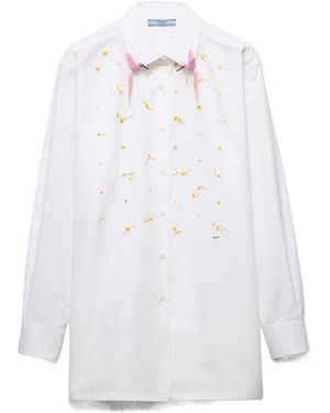 Prada Embroidered Poplin Shirt - White