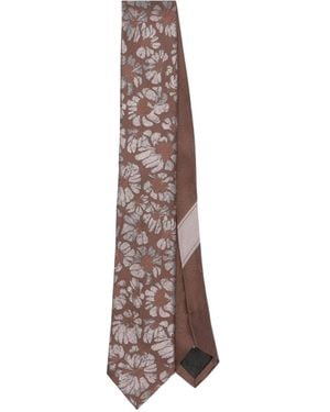Dries Van Noten Printed Silk Tie - Brown
