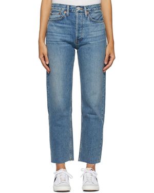 RE/DONE High Rise Stove Pipe Jeans - Blue