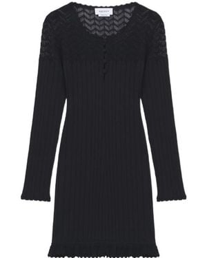 McQueen Pointelle Knit Mini Dress - Black