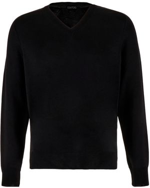 Tom Ford Long-Sleeved V-Neck Jumper - Black