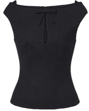 ShuShu/Tong Bow-Detail Off-Shoulder Top - Black