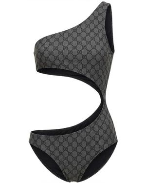 Gucci Printed Gg Stretch Jersey Swimsuit - Grey