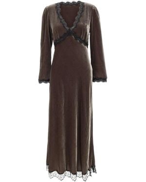 RIXO London Alesha Long Dress - Brown