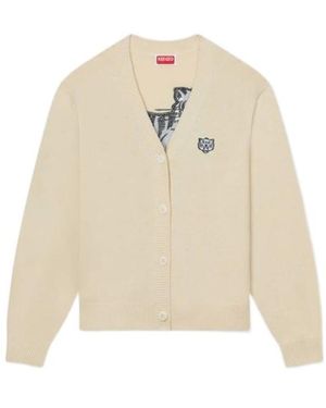 KENZO Happy Tiger' Embroidered Cardigan - Natural