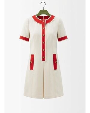 Gucci Contrast-Color A-Line Mini Dress - White