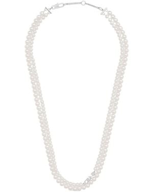 Celine Monochroms Double Pearl Necklace - White