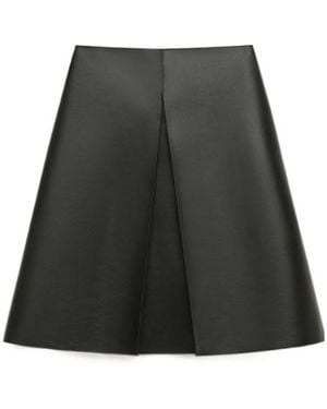 Marni Nappa Leather Skirt With Pleat - Grey