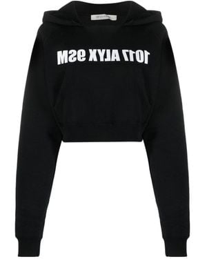 1017 ALYX 9SM Logo-Print Cropped Cotton Hoodie - Black